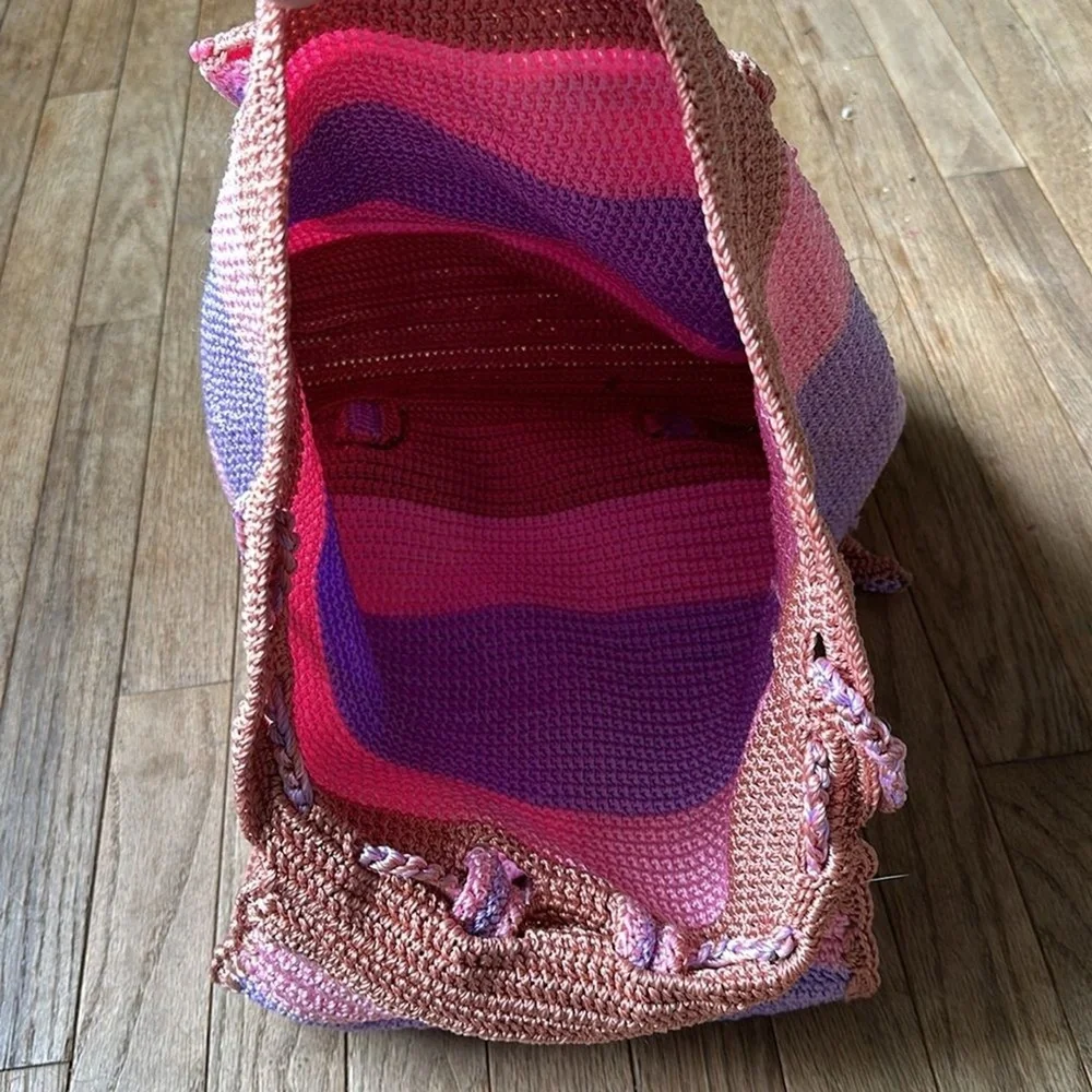 Crochet Pink and‎ Purple backpack